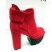 Ботильоны стильные красные на толстом каблуке 0220КФМ