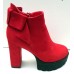 Ботильоны стильные красные на толстом каблуке 0220КФМ