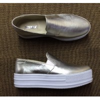 Слипоны женские Украина кожа серебряные золотые 0031УКМ