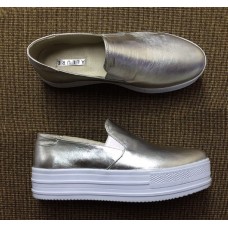Слипоны женские Украина кожа серебряные золотые 0031УКМ