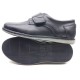 Туфли для подростков кожаные черные и синие на липучке 0455УКМ