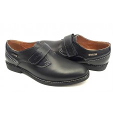 Туфли для мальчиков кожаные на липучке черные, темно-синие 0022ЕДЖ