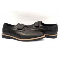 Туфли для мальчиков кожа рептилии на липучке темно-коричневые 0475УКМ