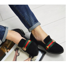 Женские туфли на низком каблуке натуральные замша черные 0048КОМ