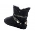 Угги женские натуральная замша, камни, овчина черные 0012УГГ