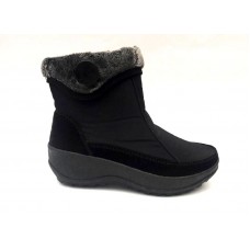 Дутики-ботинки женские зимние на меху черные на замочке 0421КФМ