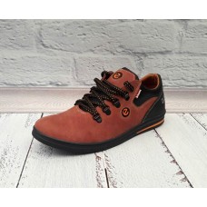 Туфли мужские натуральные нубук/кожа коричневые 0029ЕМ