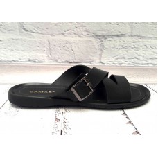 Мужские шлепанцы натуральная кожа на пряжке черные 0156УКМ