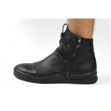 Ботинки мужские демисезонные замша/кожа на молнии черные 0017-1ГРМ