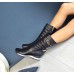 Сапоги-дутики женские зимние кожаные черные/белые 7262ТОПС