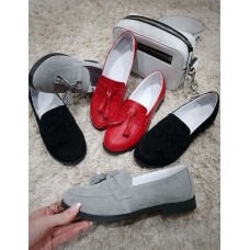 Женские туфли стильные без каблука натуральные 0070КОМ