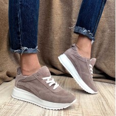 Замшевые кеды женские натуральные бежевые 0108АВК