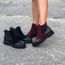 НЕТ В НАЛИЧИИ Женские ботинки Челси кожа+замша 0068СЗ