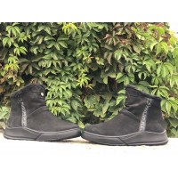 Мужские зимние ботинки нубук черные 0371УКМ