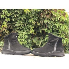 Мужские зимние ботинки нубук черные 0371УКМ