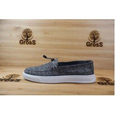 Мужские мокасины обувной лен серый 0100ГРМ
