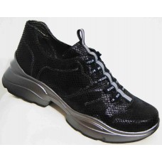 Кроссовки черные женские кожа/замша 36-43 р-ры 0097МД