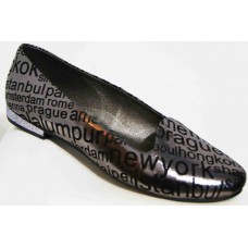 Женские туфли без каблука кожа черный  серебро 36-43 размеры 0111МД