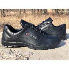 Туфли мужские спортивные кожаные черные 0001КМ