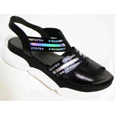 Босоножки на низком ходу женские черные на белой подошве р-ры 36-42 0138МД