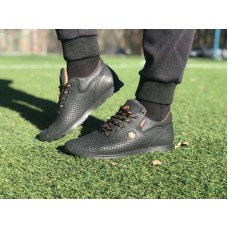 Спортивные туфли мужские кожаные черные 0063ЕМ