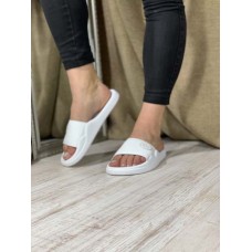 Летние шлепанцы женские кожа белые 0154АВК
