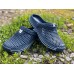 Мужские шлепки кроксы черный/синий 0603КФМ