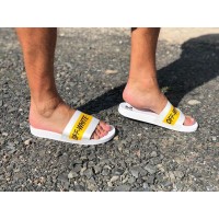 Кожаные шлепки мужские на лето черные и белые 0706УКМ