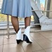 Женские ботинки на каблуке итальянская кожа/замша 0070БНМ