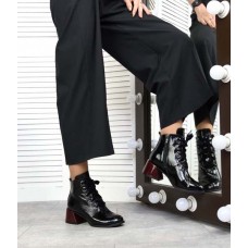 Ботильоны женские на толстом каблуке кожа/замша 3358ТОПС