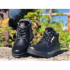 НЕТ В НАЛИЧИИ Черные ботинки детские зима кожаные (35 и 36 размер) 0083УКМ