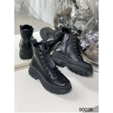 Зимние ботинки женские натуральная кожа черные Код ФЛМ90038