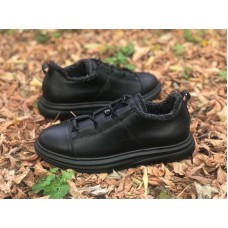 Кожаные туфли мужские зимние натуральный мех GR0134