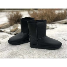 Угги женские зимние кожаные черные 0037УГМ