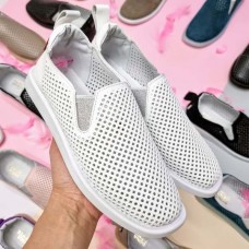 Женские слипоны кожа/замша со сквозной перфорацией 0092-1БНМ