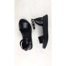 Черные босоножки без каблука женские кожаные 0020ЛЕКС