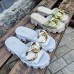 Шлепанцы женские кожаные фурнитура золотая цепь 0098БНМ