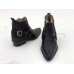 Ботинки-казаки мужские зимние кожа, натуральный мех черные/коричневые 0035БМ