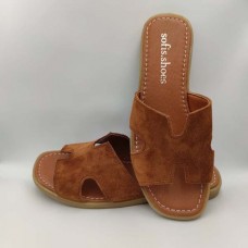 Замшевые шлепанцы женские на лето коричневые So0123