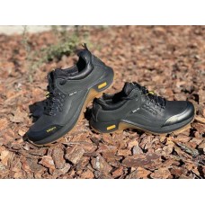 Туфли-кроссовки мужские кожаные черный/коричневый  0066ЕМ