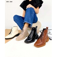 Кожаные ботинки женские без каблука деми/зима TOPs5993