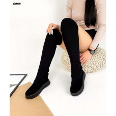 Женские ботфорты-чулки замшевые+довяз 6088ТОПС Женские ботфорты-чулки замшевые+довяз 6088ТОПС