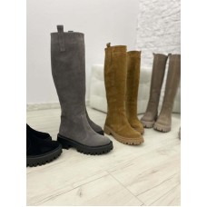 Сапоги женские итальянская замша/рифленая подошва 555БНМ 