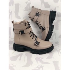 Кожаные женские ботинки шнуровка/молния деми/зима 0053ЛЕКС