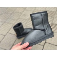 Угги детские UGG натуральные кожаные чёрные/синие 0408-1КФМ
