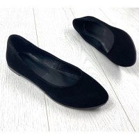 Женские балетки из кожи натуральные черные 0002АСТР
