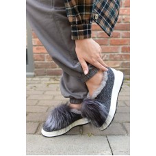 Слипоны женские зимние с мехом чернобурки 0350УКМ