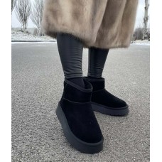 Угги женские низкие замшевые на толстой подошве 0532КФМ