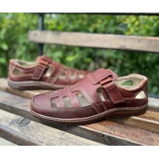 Мужские босоножки кожаные коричневые 39-47 размеры 0158УКМ