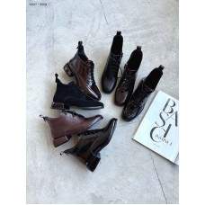 Ботинки женские деми кожа черные 9927ТОПС